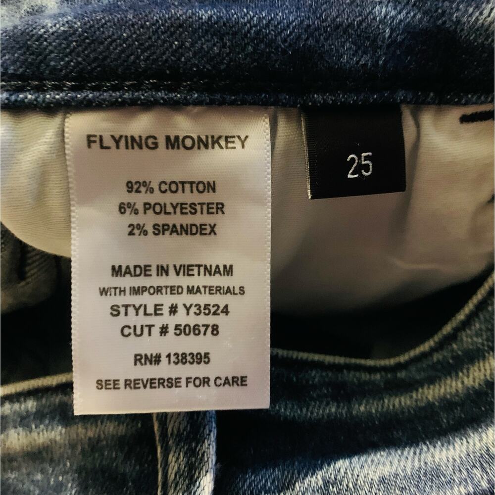 Flying Monkey chewed out hem Skinny Jeans sz 25 - Picture 7 of 9